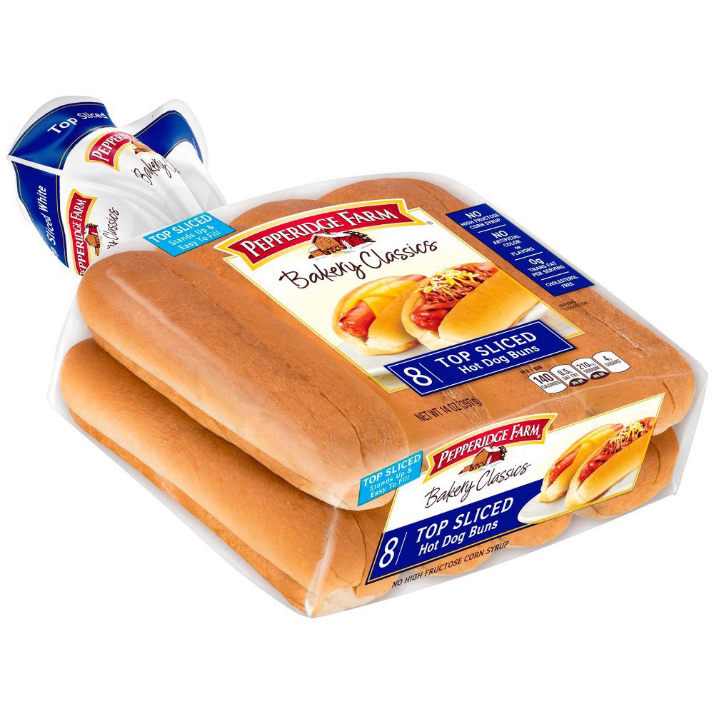 slide 47 of 127, Pepperidge Farm White Hot Dog Buns, Top Sliced, 8-Pack Bag, 14 oz