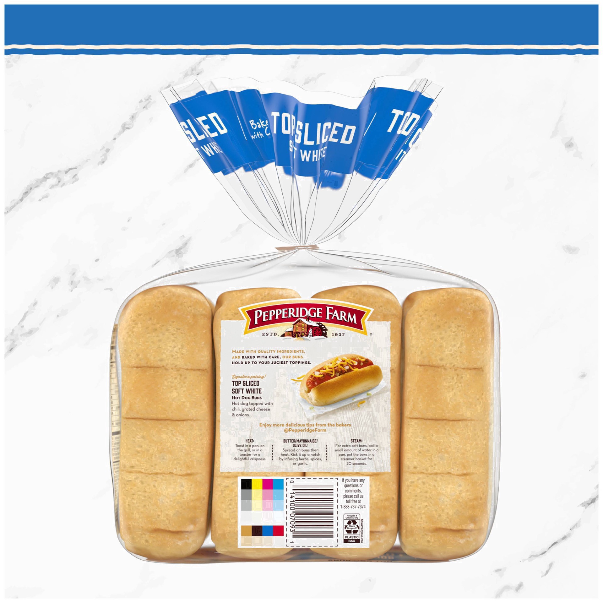 slide 14 of 127, Pepperidge Farm White Hot Dog Buns, Top Sliced, 8-Pack Bag, 14 oz