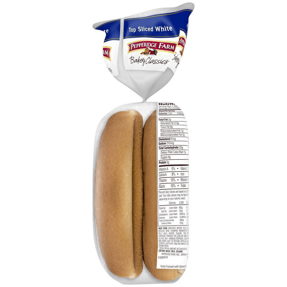 slide 112 of 127, Pepperidge Farm White Hot Dog Buns, Top Sliced, 8-Pack Bag, 14 oz