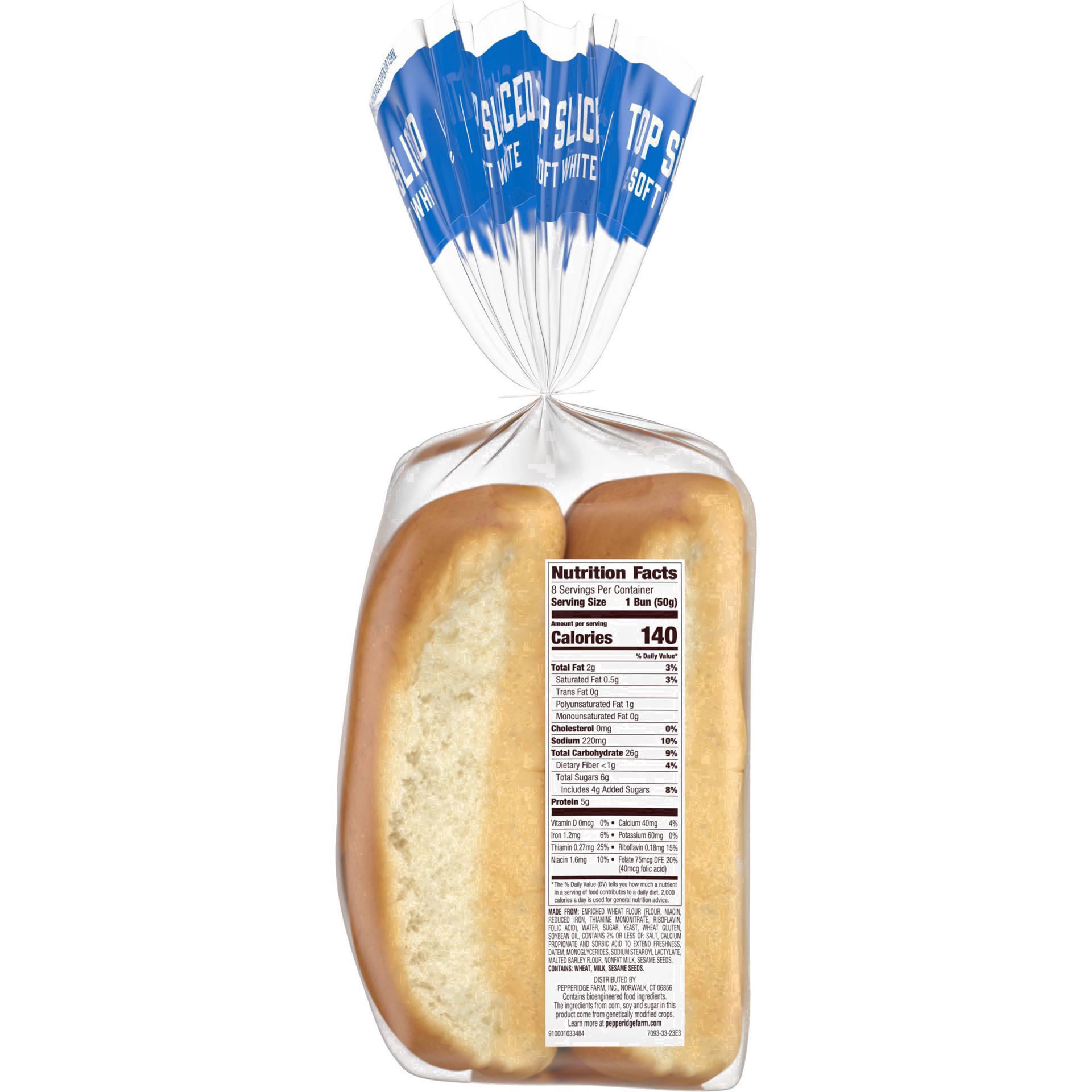 slide 92 of 127, Pepperidge Farm White Hot Dog Buns, Top Sliced, 8-Pack Bag, 14 oz