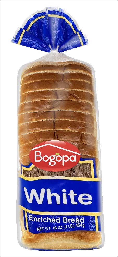 slide 1 of 1, Bogopa White Bread, 16 oz