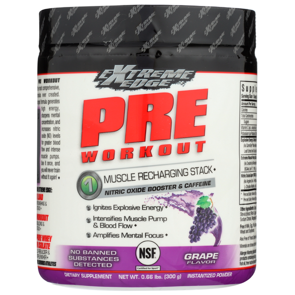 slide 1 of 1, Bluebonnet Nutrition Extreme Edge Pre Workout Powder Grape Flavor, 0.66 lb