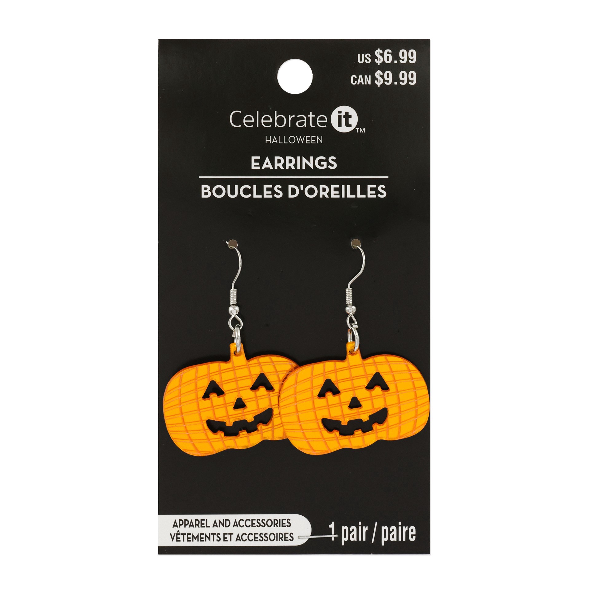 slide 3 of 3, Orange Disco Jack-O'-Lantern Earrings By Celebrate It, 1 ct