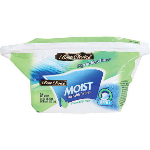 slide 1 of 1, Best Choice Moist Flushable Wipes, 84 ct