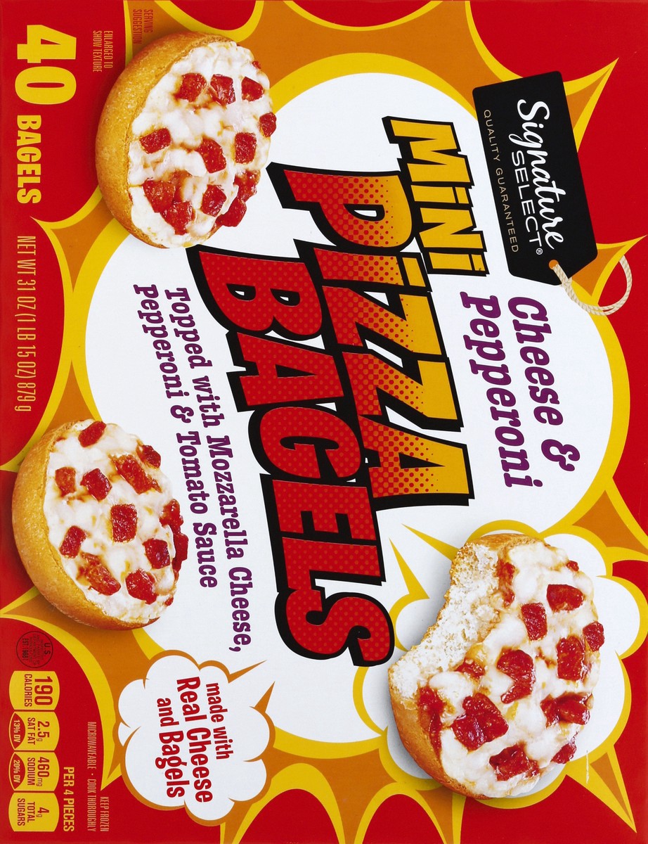 slide 5 of 5, Signature Select Mini Cheese & Pepperoni Pizza Bagels 40 ea, 31.1 oz