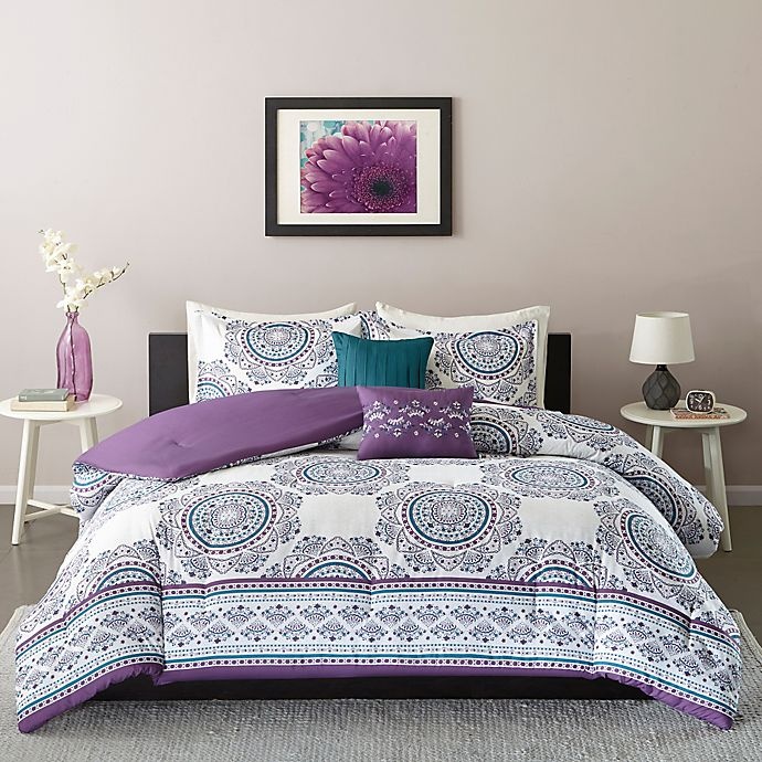 slide 2 of 6, Intelligent Design Anika Twin/Twin XL Comforter Set - Purple, 1 ct