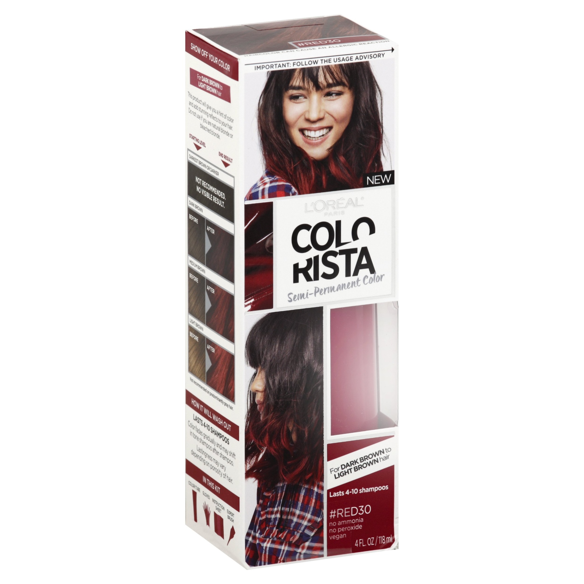 slide 1 of 5, L'Oréal Paris Colorista Semi-Permanent For Brunette Hair Red 30, 4 fl oz