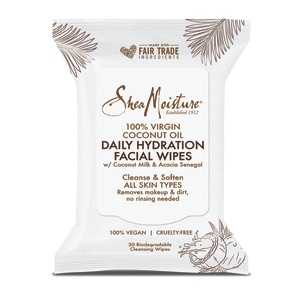 slide 1 of 1, SheaMoisture 100% Virgin Coconut Oil Daily Hydration Facial Wipes, 30CT, 30 ct