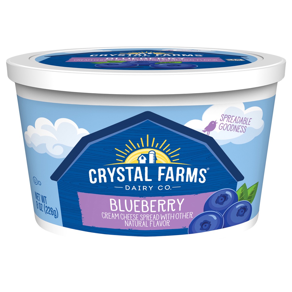 slide 1 of 8, Crystal Farms Blueberry Cream Cheese-Soft, 8 oz