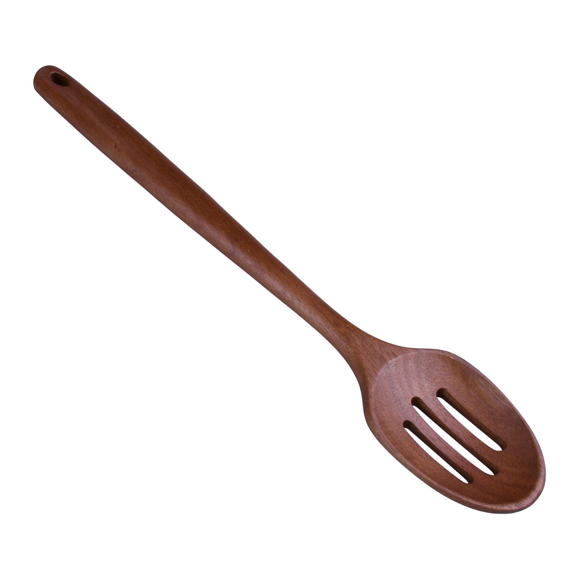 slide 2 of 3, 13" Acacia Wood Slotted Spoon By Makery, 13 in x 2.75 in