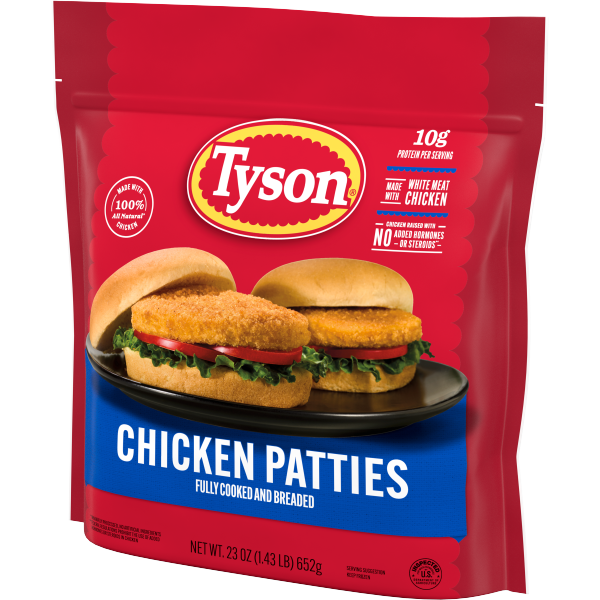 slide 9 of 25, Tyson Frozen Chicken Patties, 23 oz, 652.04 g