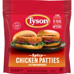 Tyson Frozen Spicy Chicken Patties, 23 oz Bag