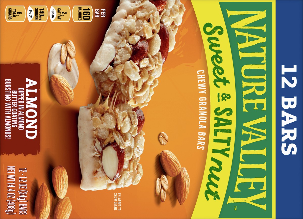 slide 10 of 13, Nature Valley Granola Bars, Sweet and Salty Nut, Almond, 12 Bars, 14.4 OZ, 12 ct