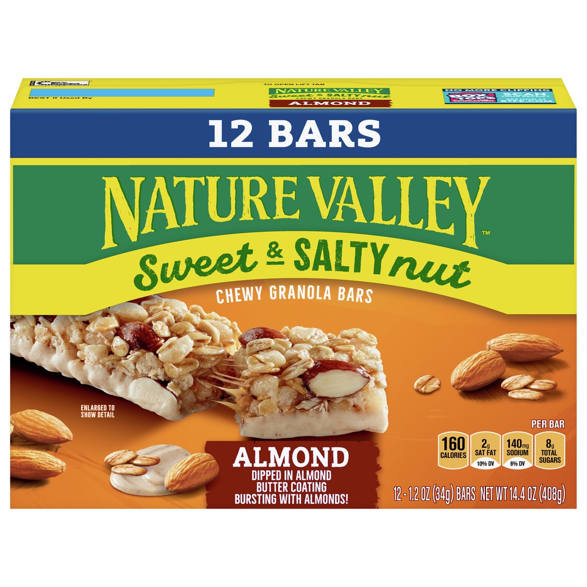 slide 13 of 13, Nature Valley Granola Bars, Sweet and Salty Nut, Almond, 12 Bars, 14.4 OZ, 12 ct