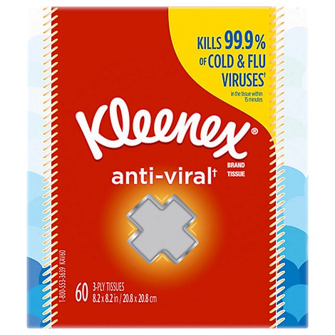 slide 1 of 1, Kleenex Anti-Viral Facial Tissue, 60 ct