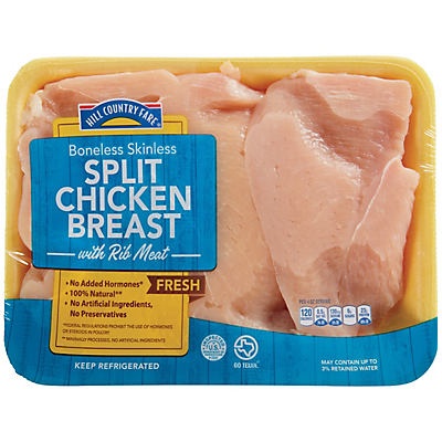 slide 1 of 1, Hill Country Fare Boneless Split Chicken Breasts, per lb