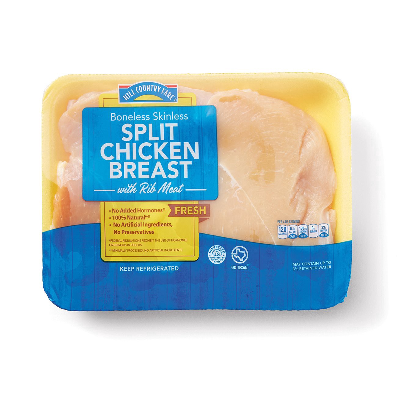 slide 1 of 1, Hill Country Fare Boneless Split Chicken Breasts, per lb