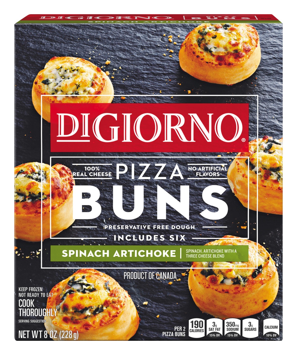 slide 1 of 1, Digiorno Spinach Artichoke Frozen Pizza Buns, 8 oz