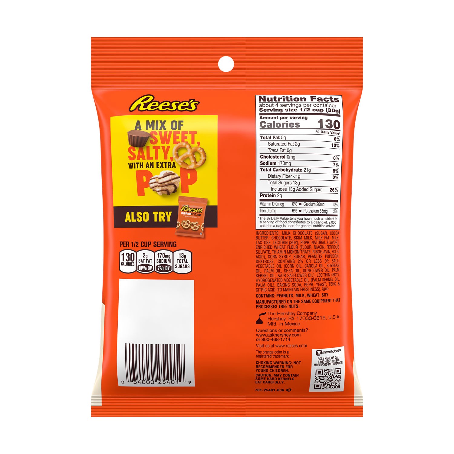 slide 4 of 4, Reese's Chocolate Peanut Butter Popped, Snack Mix Bag, 4 oz, 4 oz