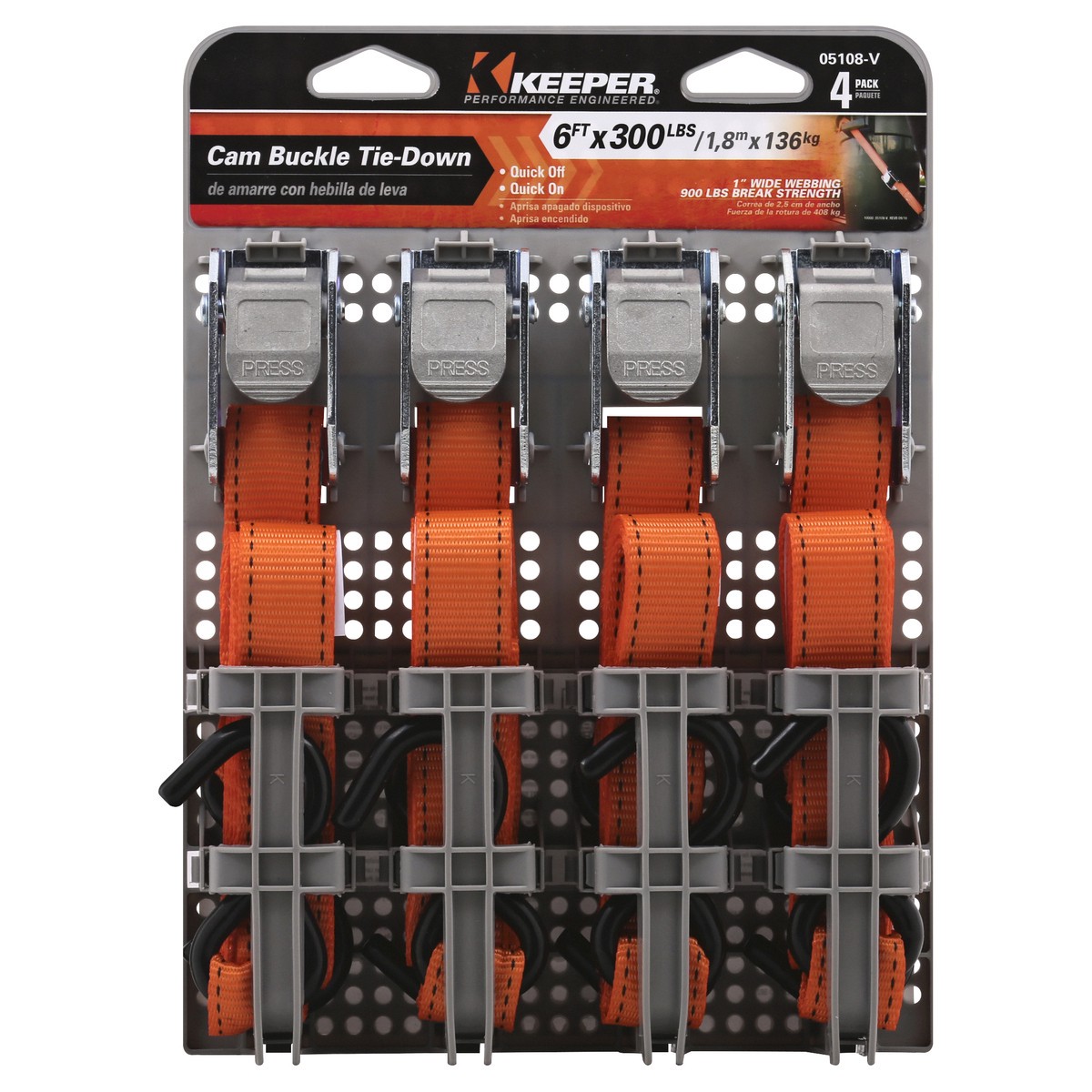 slide 4 of 7, Keeper Cam Buck Tie-Down 4 ea, 4 ct