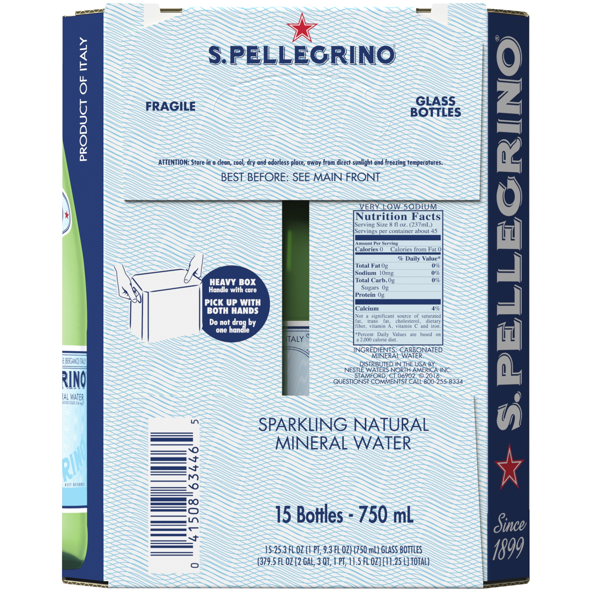 slide 4 of 10, S.Pellegrino Sparkling Natural Mineral Water Glass, 25.3 oz