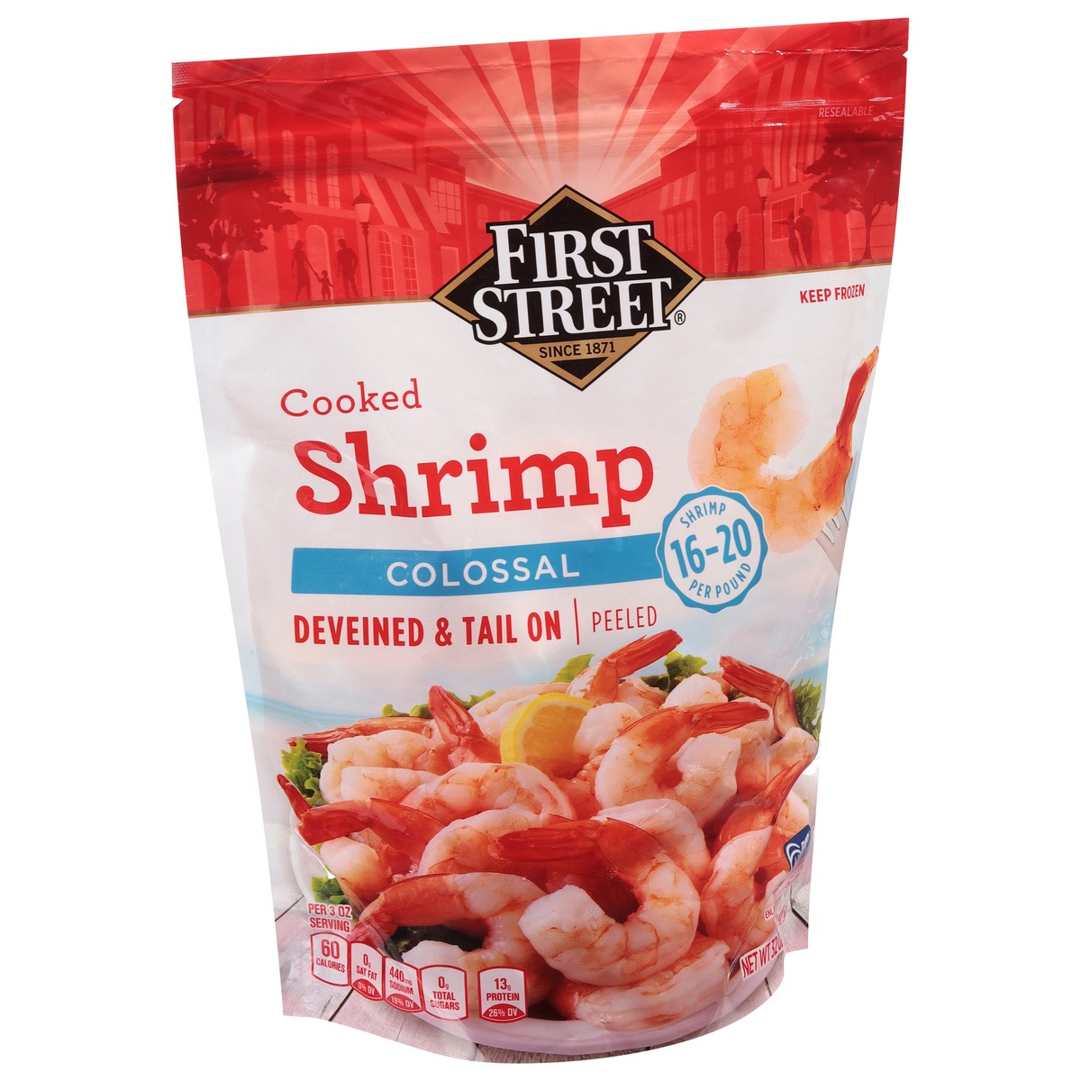 slide 8 of 13, First Street 16/20 Cooked Tail On Shrimp, 2 lb