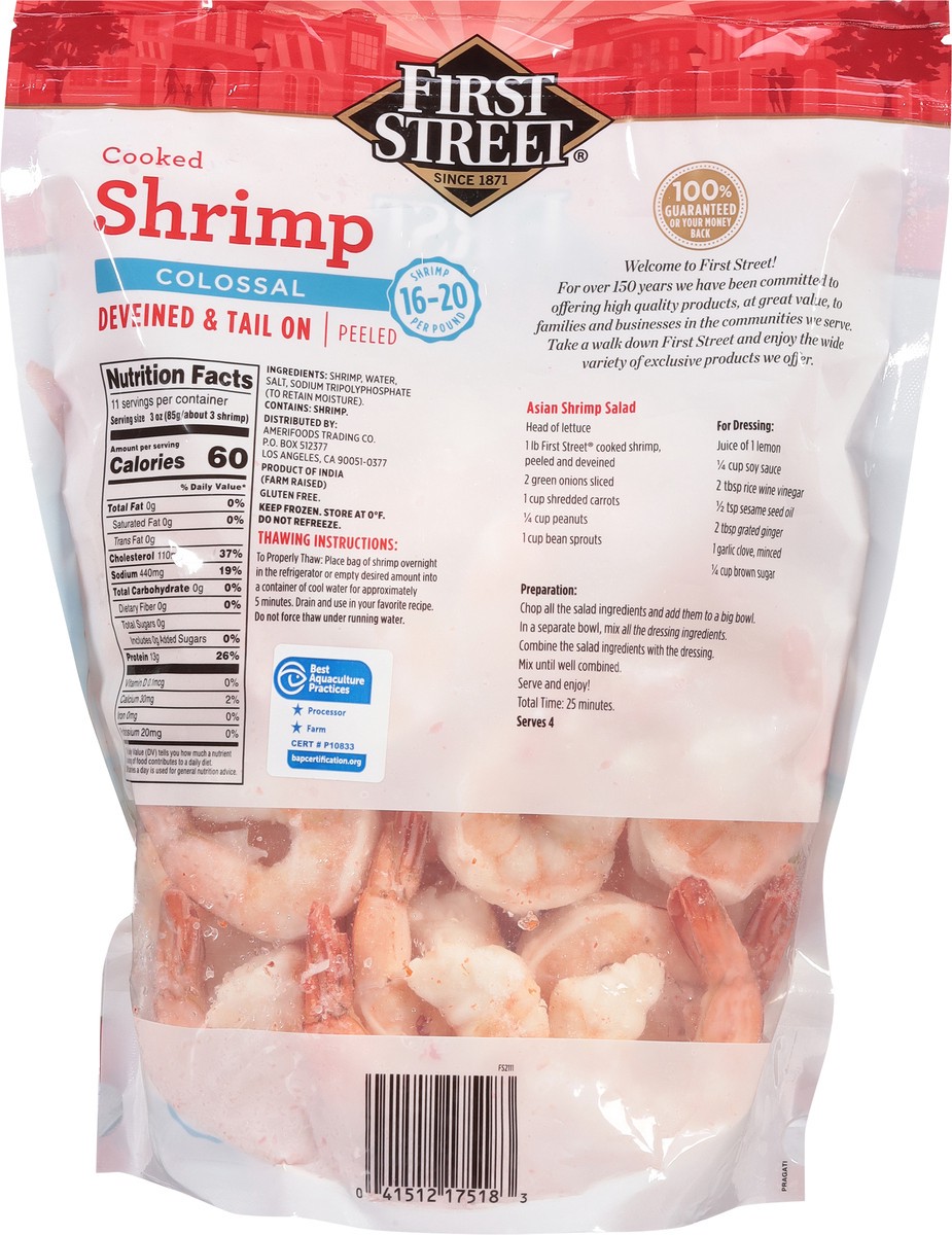 slide 9 of 13, First Street 16/20 Cooked Tail On Shrimp, 2 lb