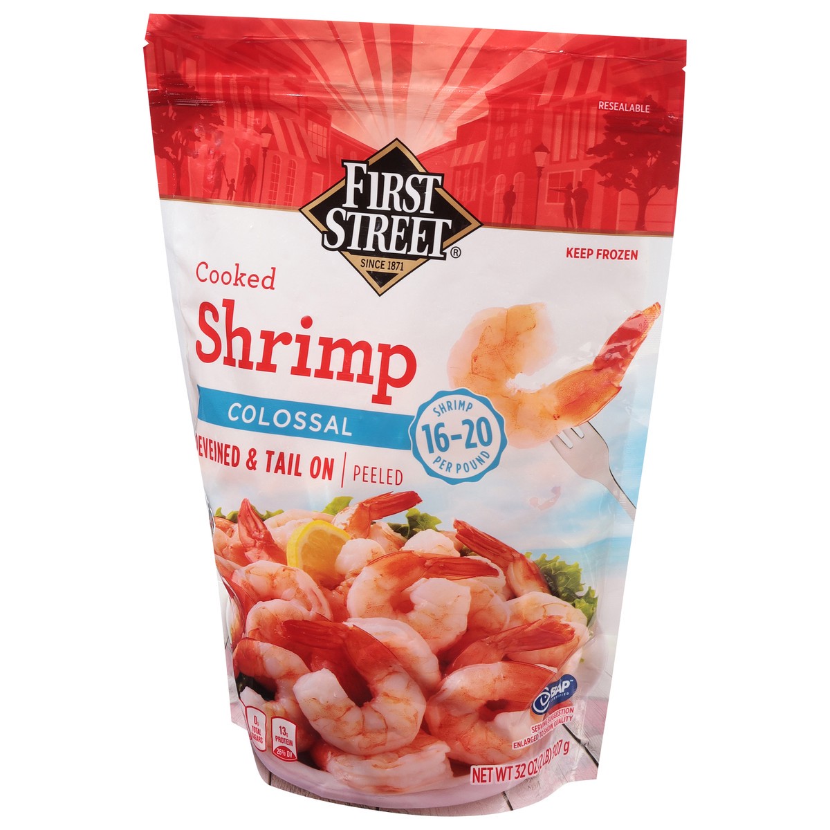 slide 10 of 13, First Street 16/20 Cooked Tail On Shrimp, 2 lb