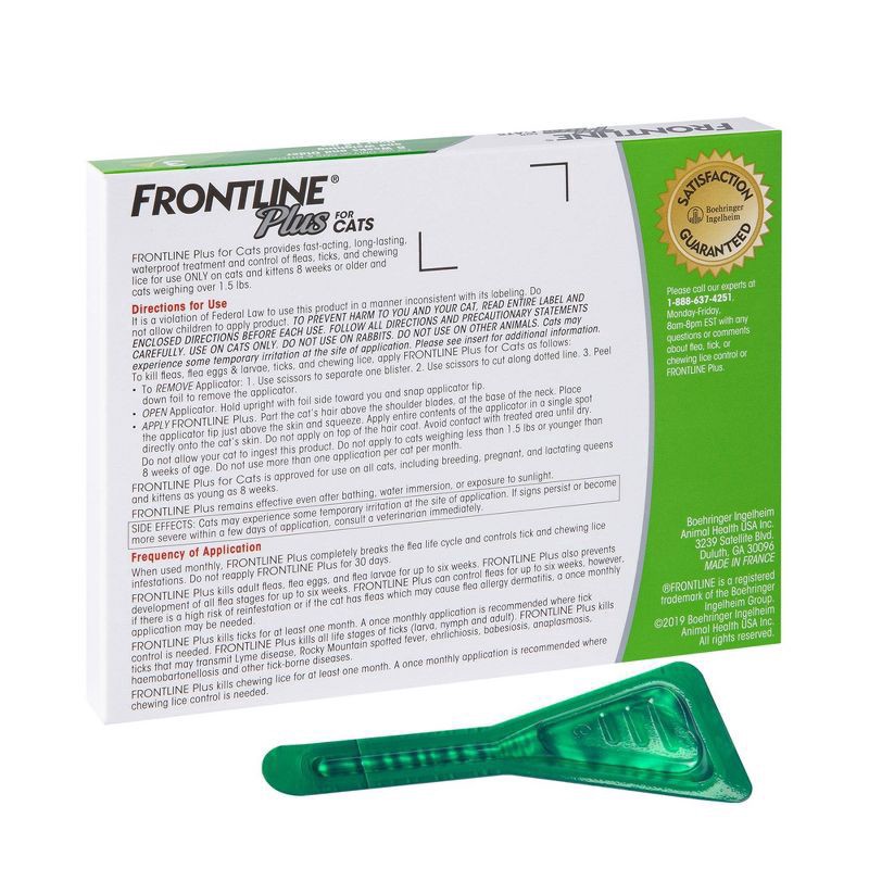 slide 2 of 5, Frontline Plus Flea & Tick Treatment for Cats, 3 ct