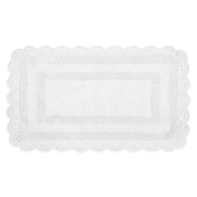 slide 1 of 5, Laura Ashley Crochet Bath Rug - White, 21 in x 34 in