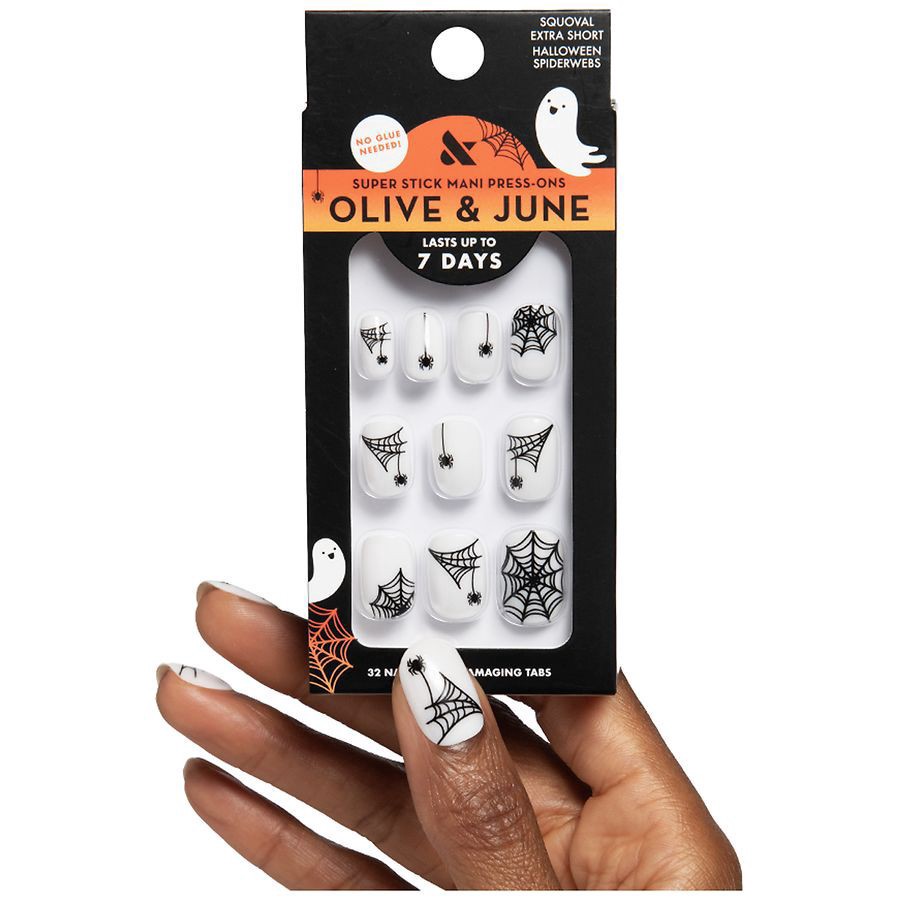 slide 5 of 5, Olive & June Super Stick Mani Press-On Nails Extra Short Squoval, 32 ct