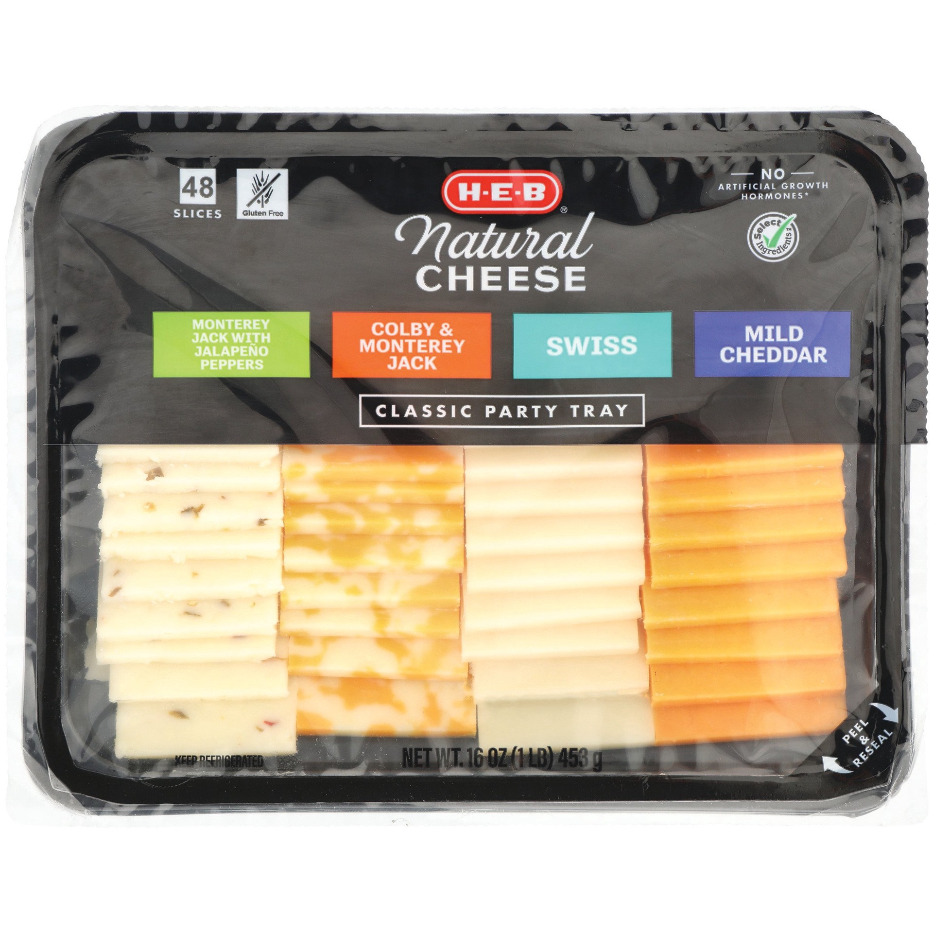 slide 1 of 1, H-E-B Classic Sliced Cheese Party Tray, 16 oz