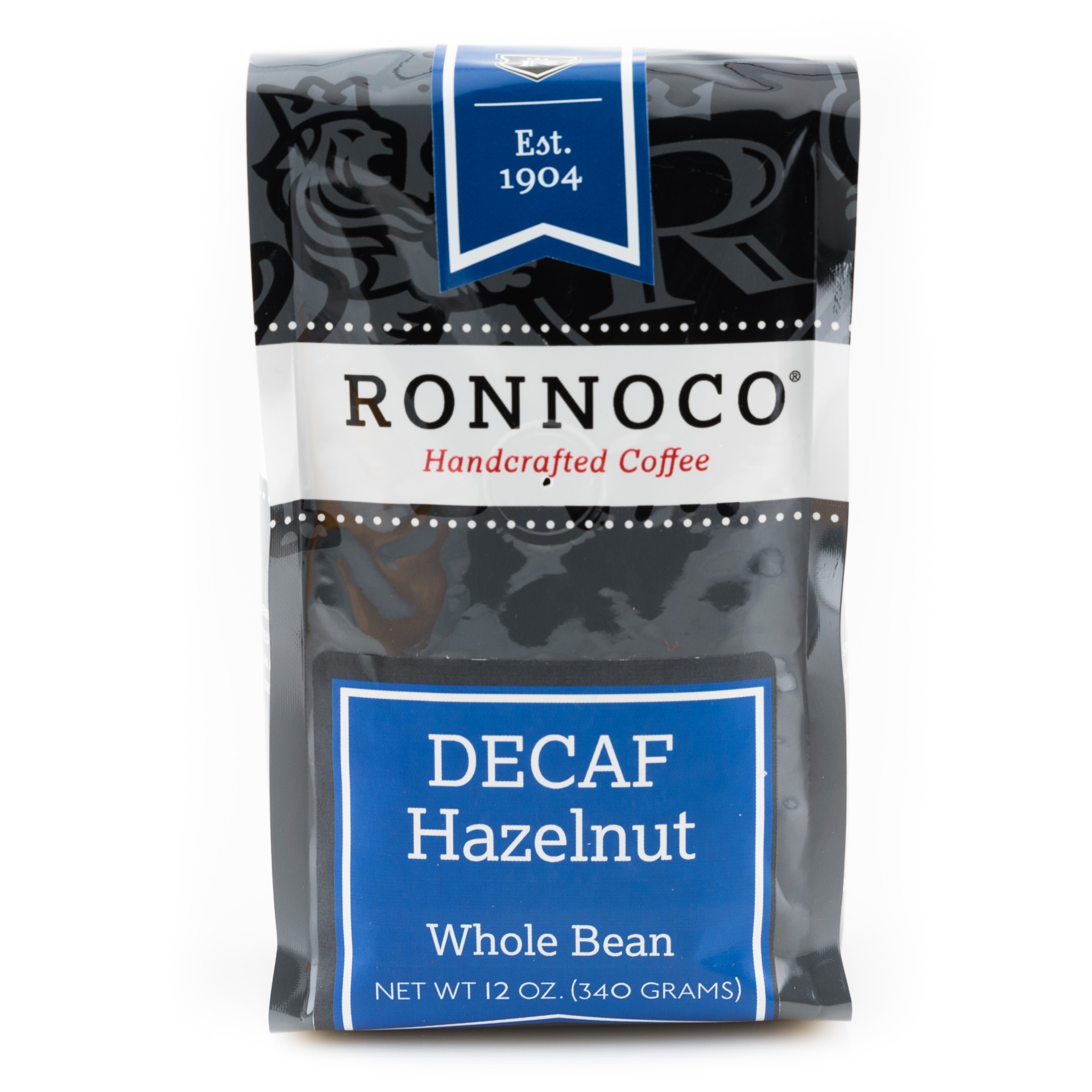 slide 1 of 1, Ronnoco Hazelnut Decaf Coffee, 12 oz