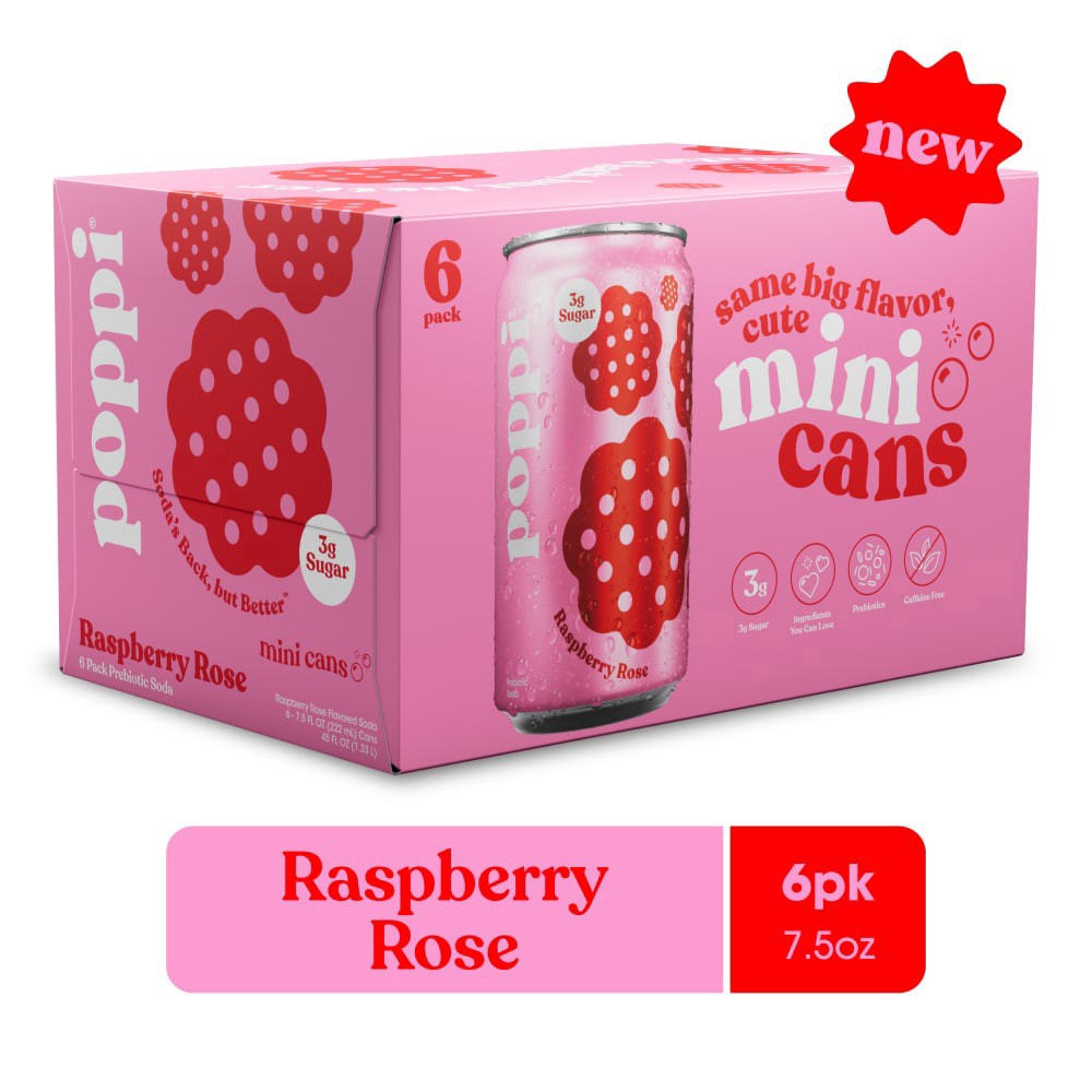 slide 1 of 1, Poppi Prebio Soda- Raspbery Rose, 