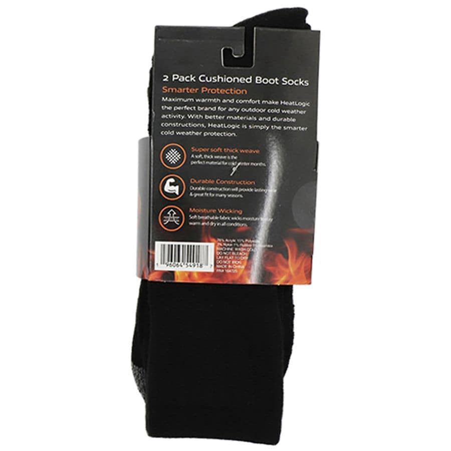 slide 3 of 3, Heat Logic Cushioned Boot Socks, 2 pair