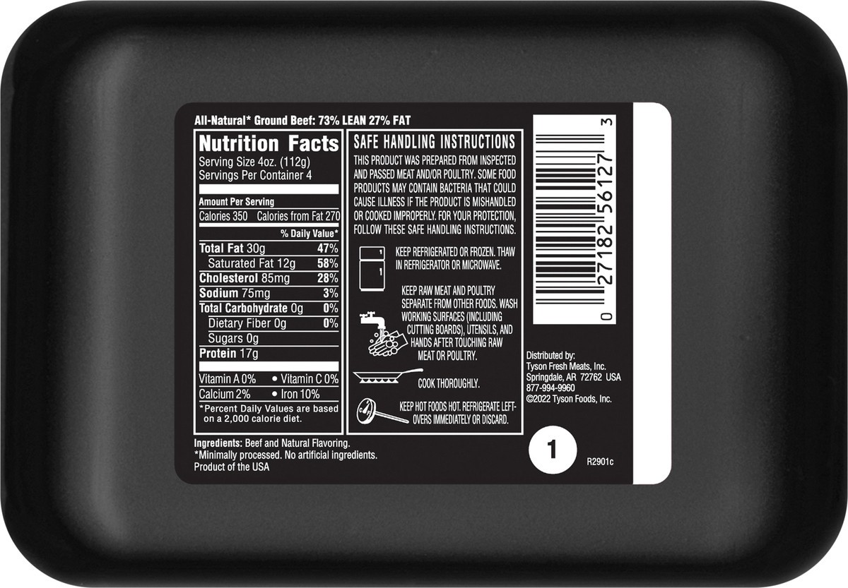slide 4 of 9, Tyson Ground Beef, 73% Lean/27% Fat, 16 oz