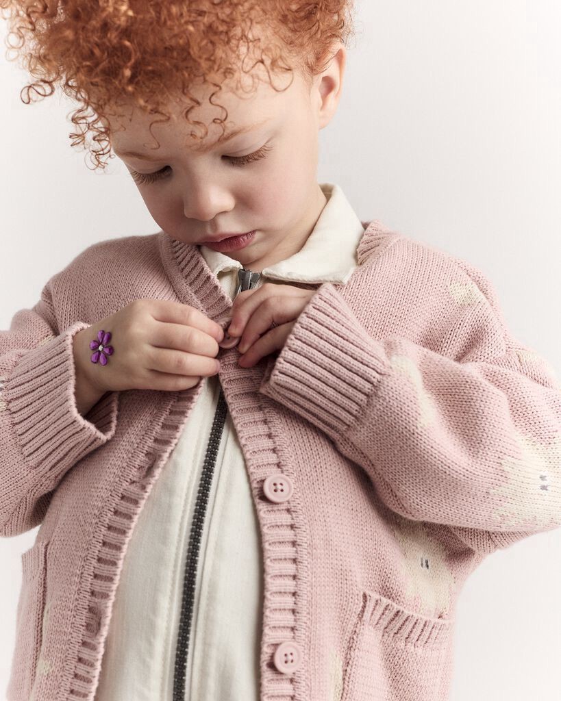slide 2 of 6, Otteravenue Toddler Girl Star & Moon Pocket Cardigan - Light Pink Light Pink 18M, 1 ct