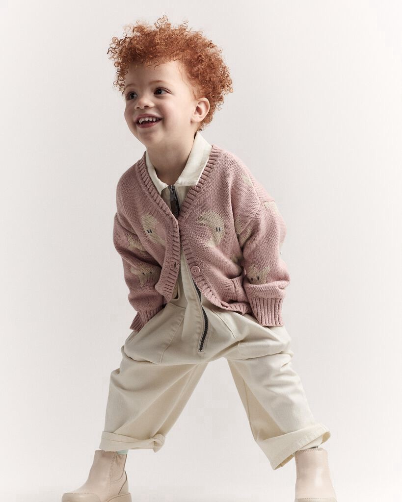 slide 5 of 6, Otteravenue Toddler Girl Star & Moon Pocket Cardigan - Light Pink Light Pink 18M, 1 ct