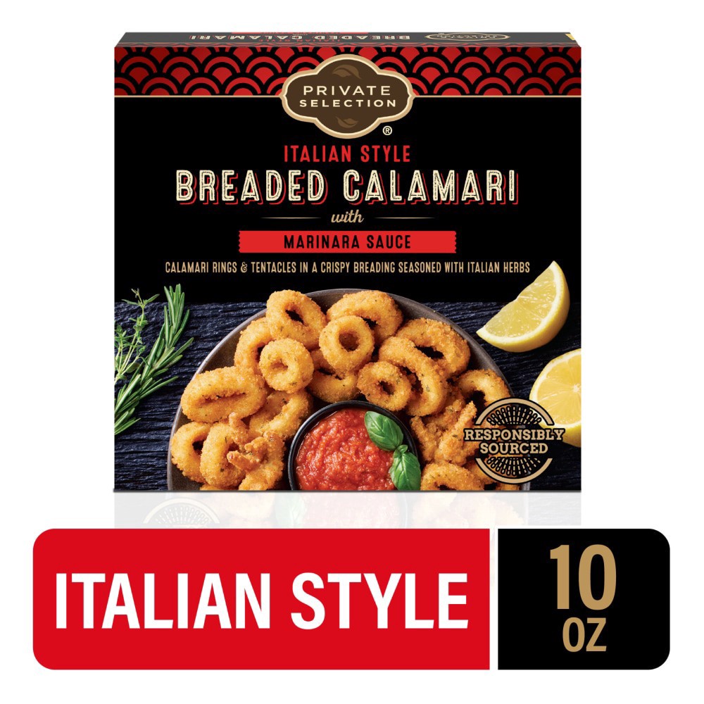 slide 1 of 2, Private Selection Oven Ready Breaded Calamari With Marinara Sauce, 10 oz