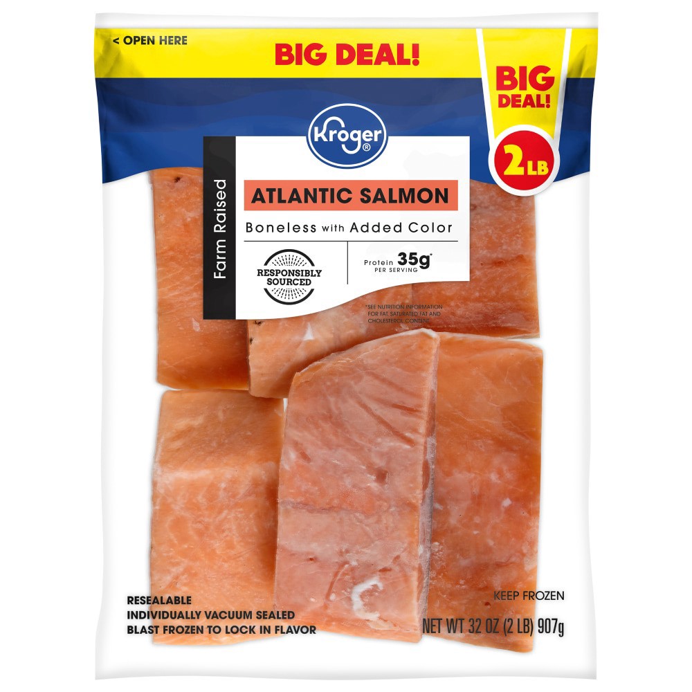 slide 2 of 2, Kroger Frozen Atlantic Salmon Fillets Big Deal!, 32 oz