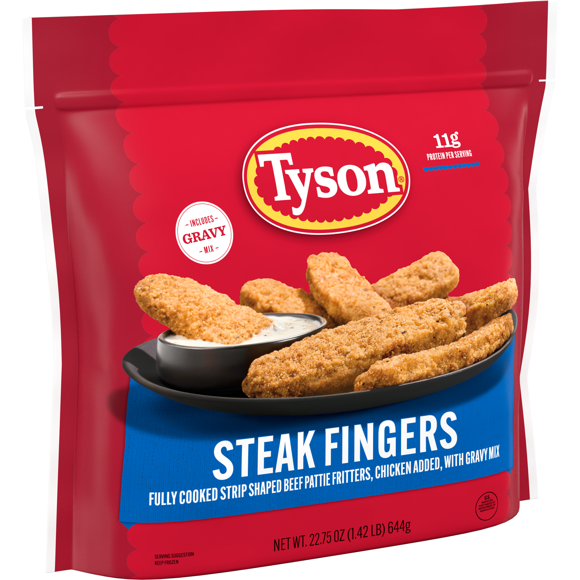 slide 2 of 8, Tyson Frozen Steak Fingers with Gravy Mix, 22.75 oz Bag, 22.75 oz