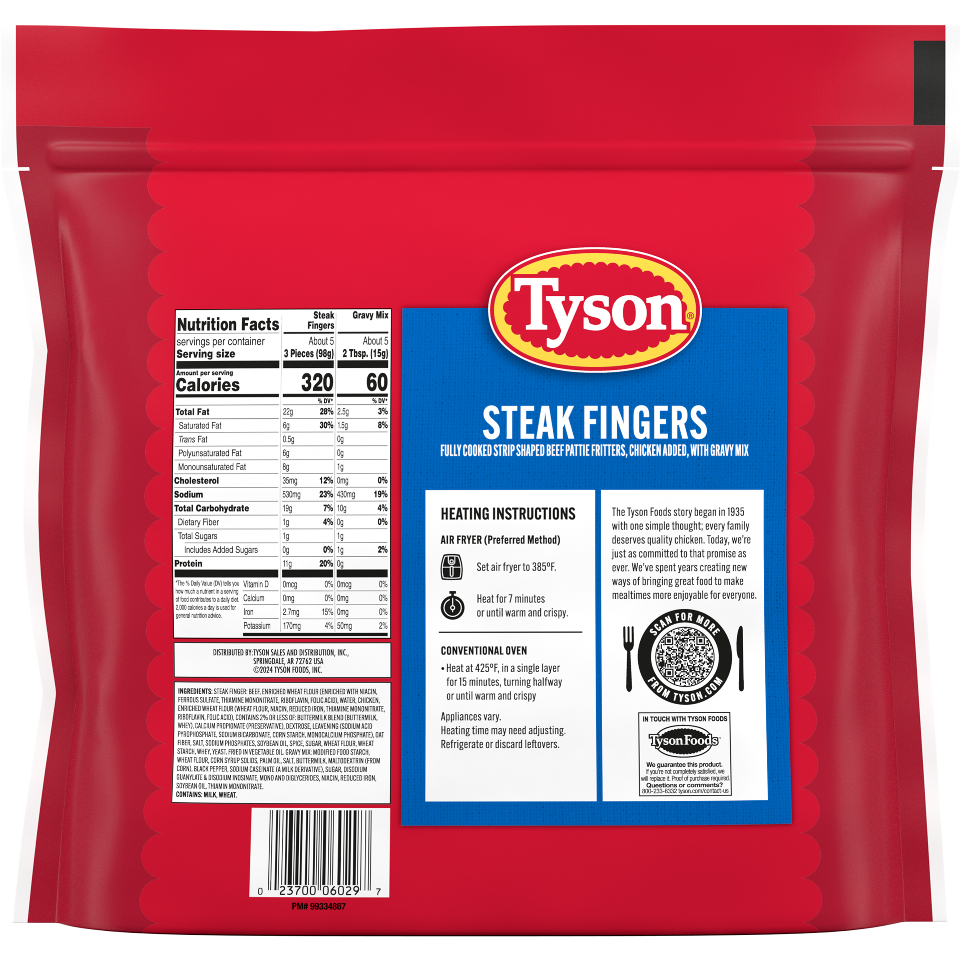 slide 5 of 8, Tyson Frozen Steak Fingers with Gravy Mix, 22.75 oz Bag, 22.75 oz