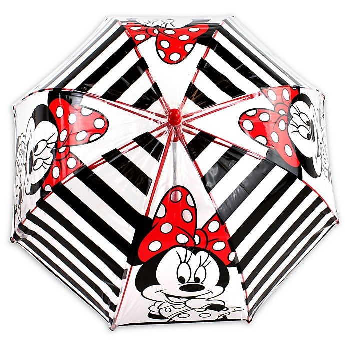 slide 1 of 2, Disney Striped Minnie Umbrella - Black, 1 ct