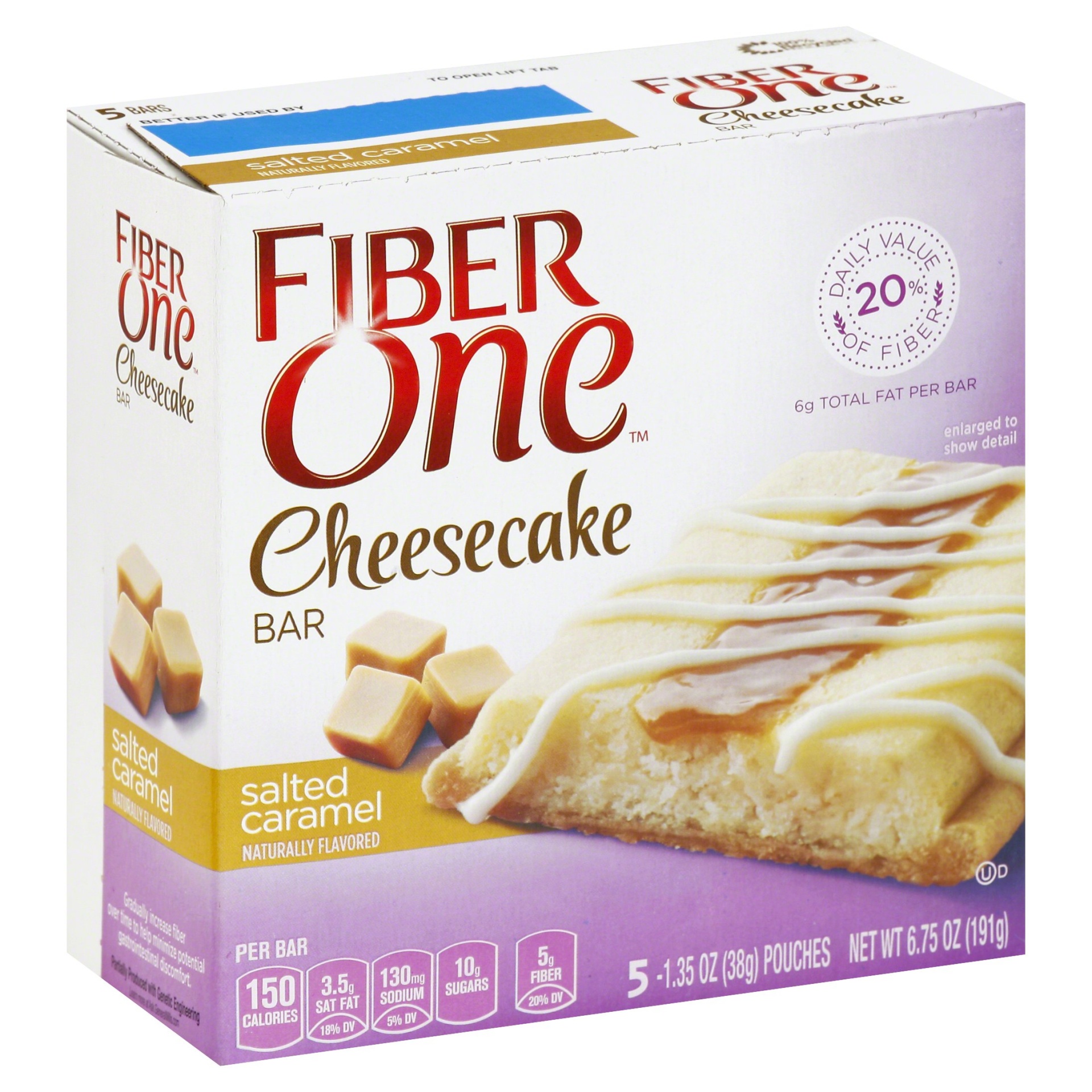 slide 1 of 1, Fiber One Salted Caramel Cheesecake Bars, 5 ct; 1.35 oz