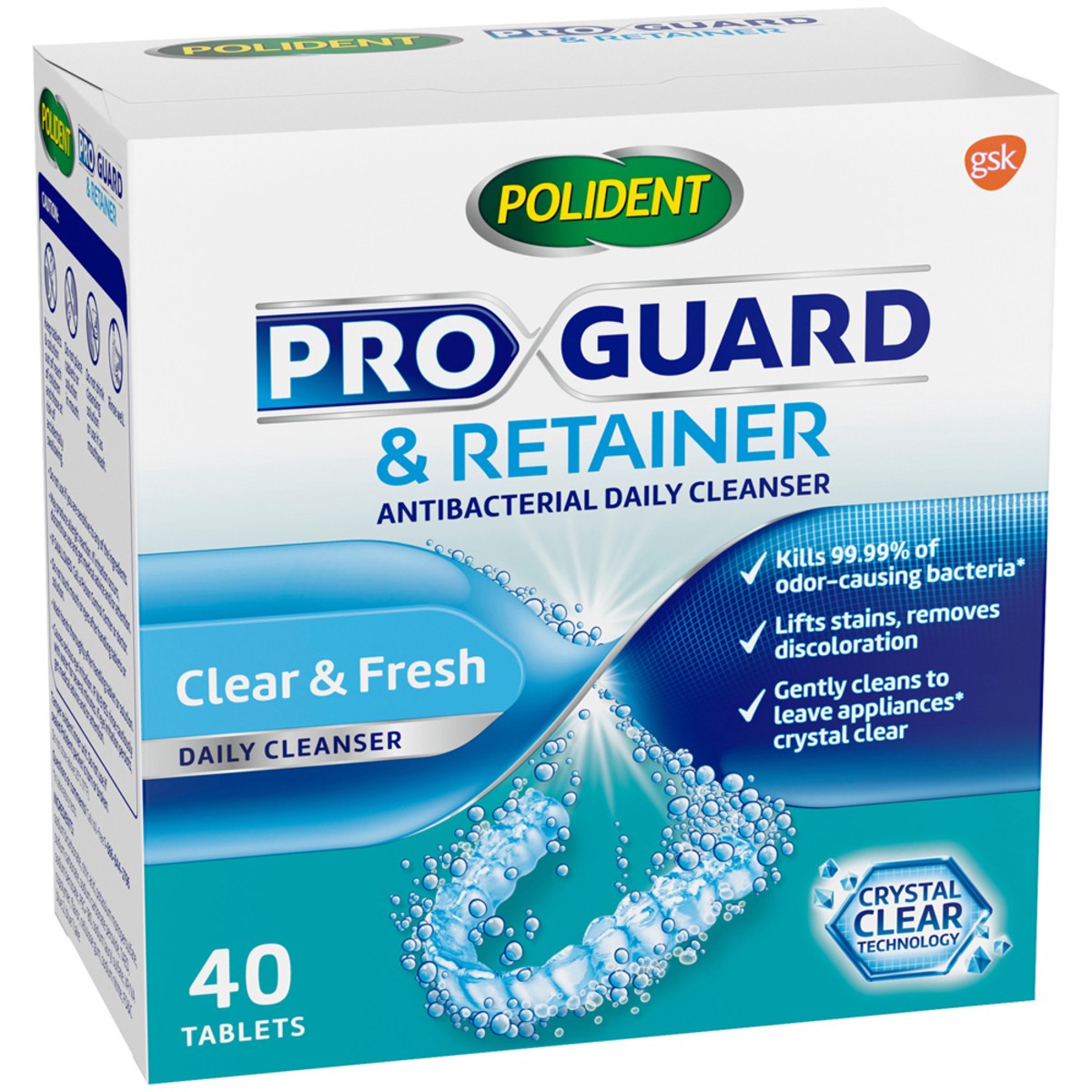 slide 5 of 9, Polident ProGuard & Retainer Daily Cleansing Tablets, Mouth Guard Cleaner and Retainer Cleaner Tablets - 40 Count, 40 ct