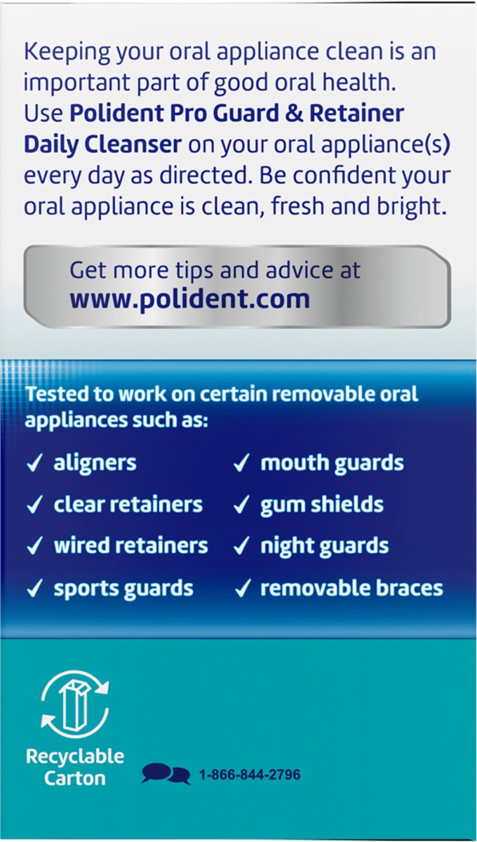 slide 8 of 9, Polident ProGuard & Retainer Daily Cleansing Tablets, Mouth Guard Cleaner and Retainer Cleaner Tablets - 40 Count, 40 ct