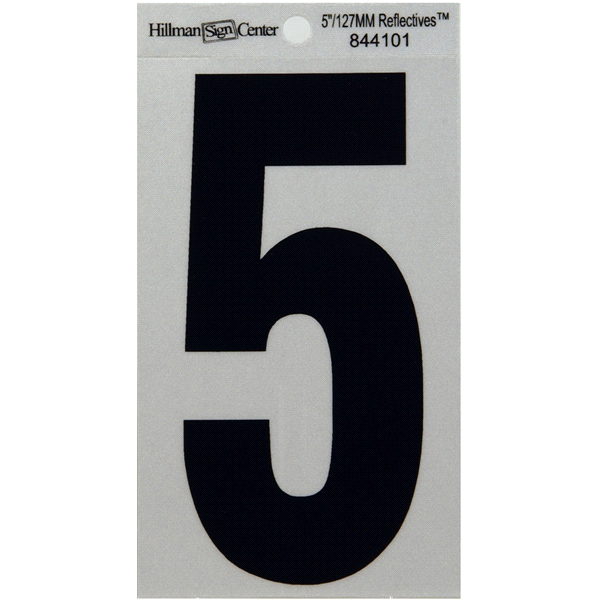 slide 1 of 1, Hillman Black and Silver Reflective Adhesive Number 5, 1 ct