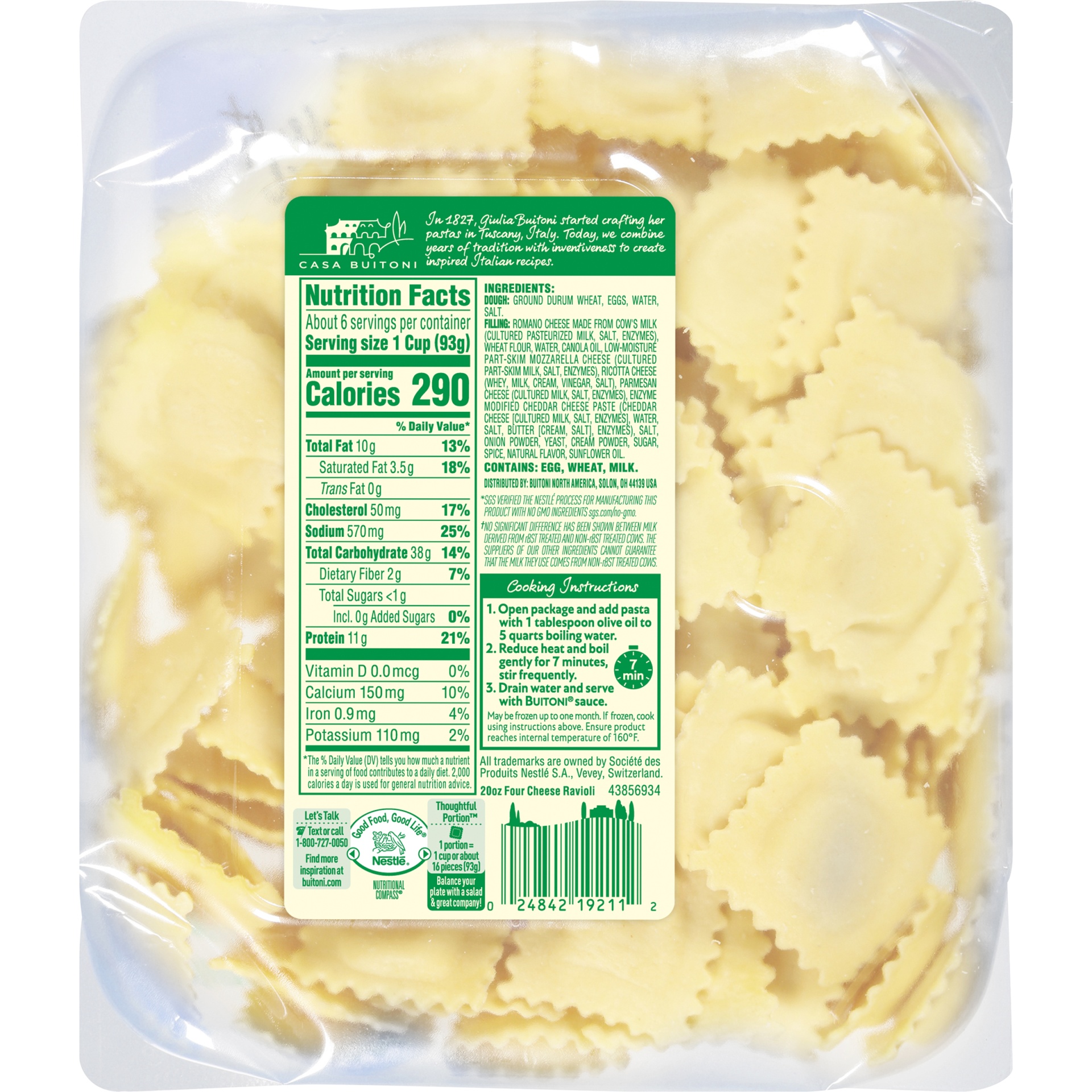 slide 4 of 6, Buitoni Four Cheese Ravioli Refrigerated Pasta, 20 oz