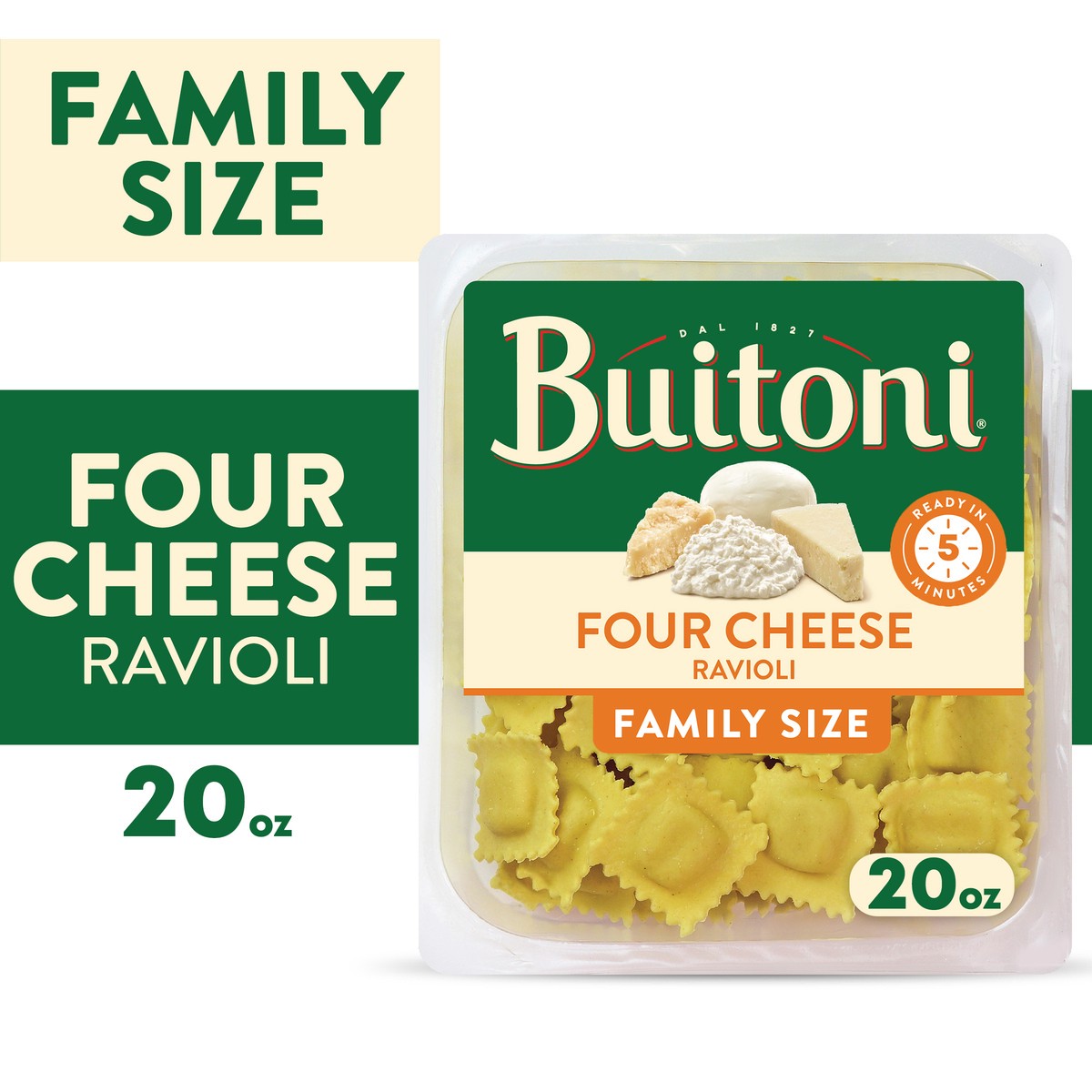 slide 1 of 5, Buitoni Four Cheese Ravioli, Refrigerated Pasta, 20 oz