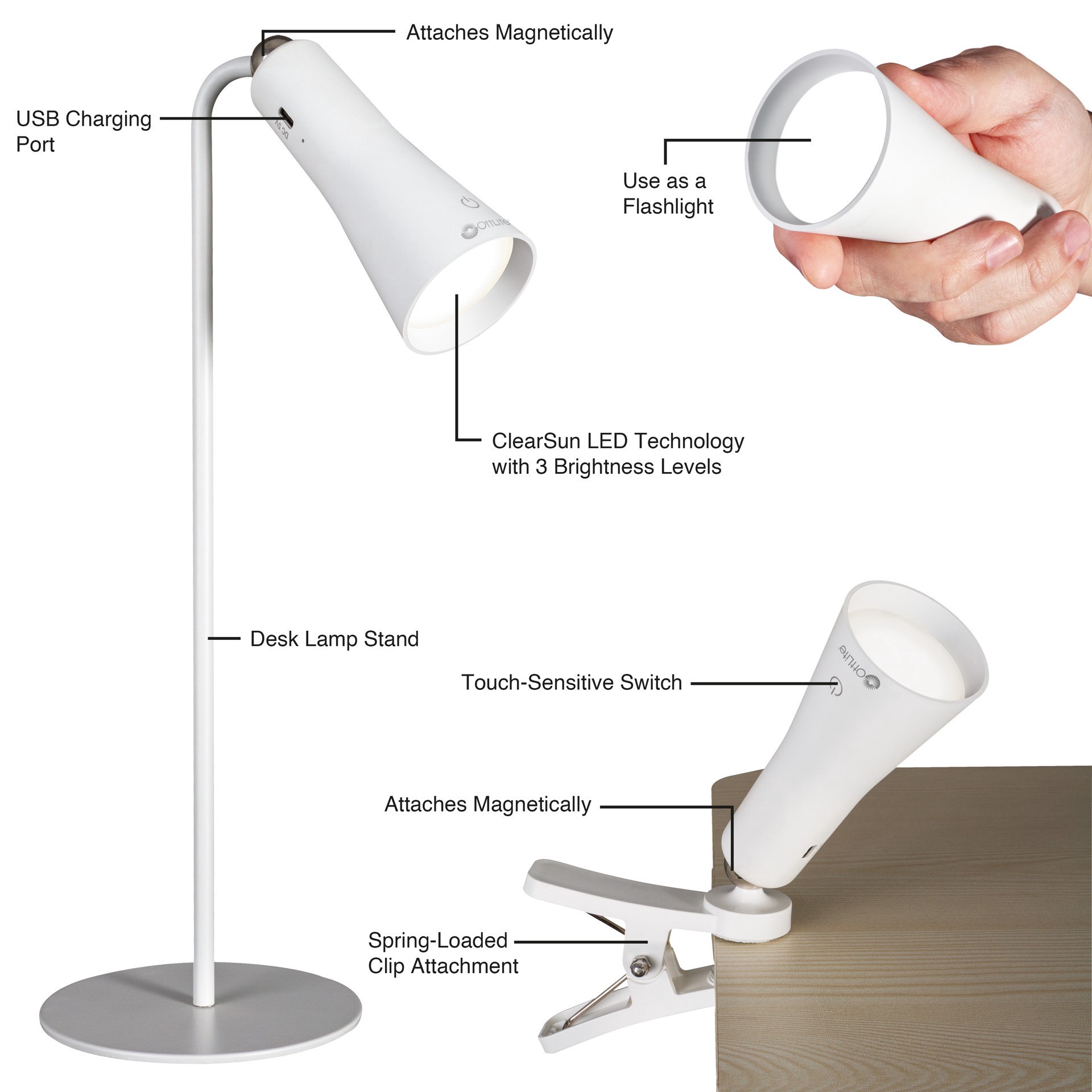slide 6 of 12, Ott Lite Ottlite Switch 3-In-1 Rechargeable Task Lamp, 14.5 in